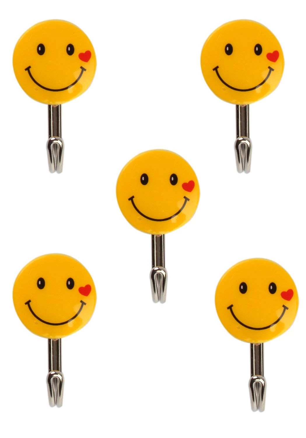 شماعات لاصقة على الحائط من البلاستيك على شكل سمايل، 9 قطع - متعدد الالوان